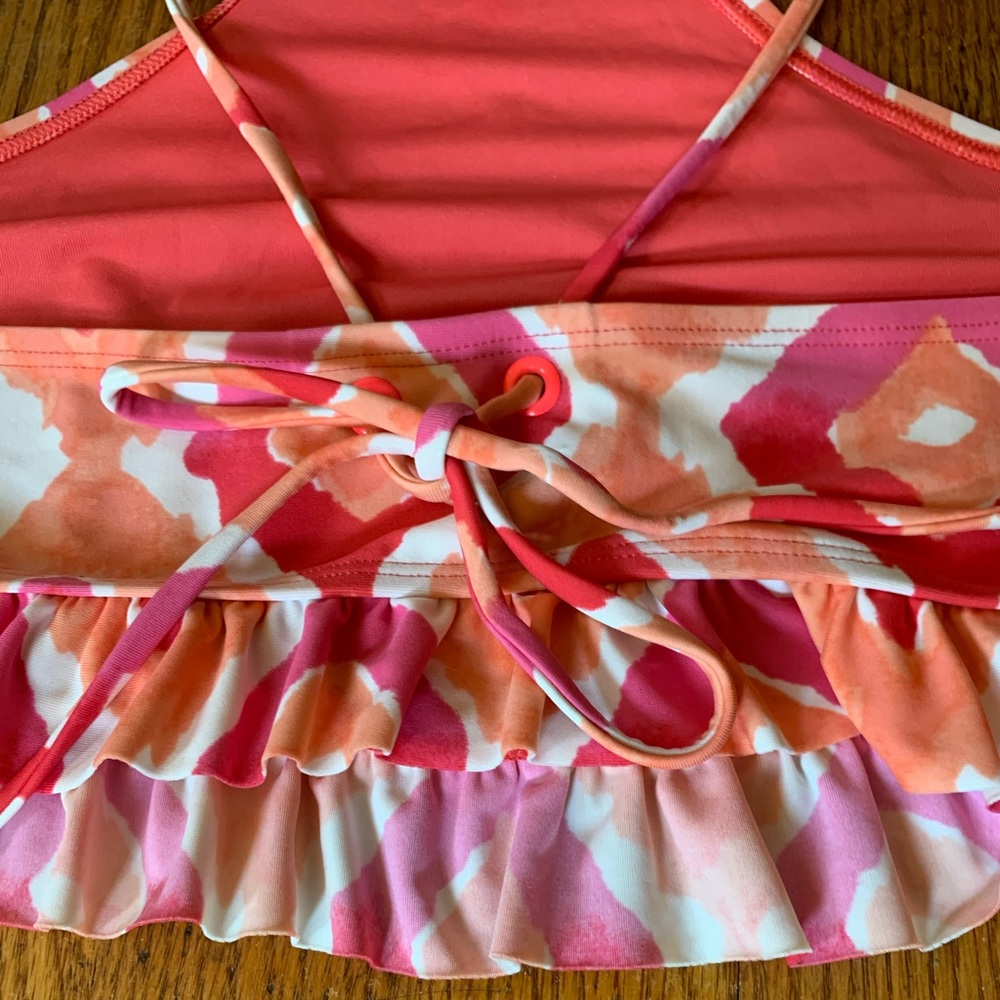 aerie Pink & Coral Patterned High Neck Bikini Top - Picture 8 of 10